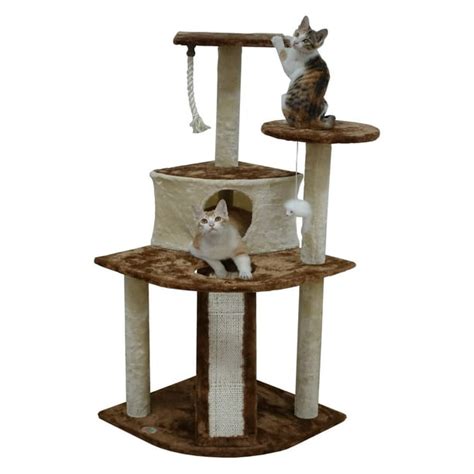 Go Pet Club 47 In Cat Tree And Condo Scratching Post Tower Beige And Brown