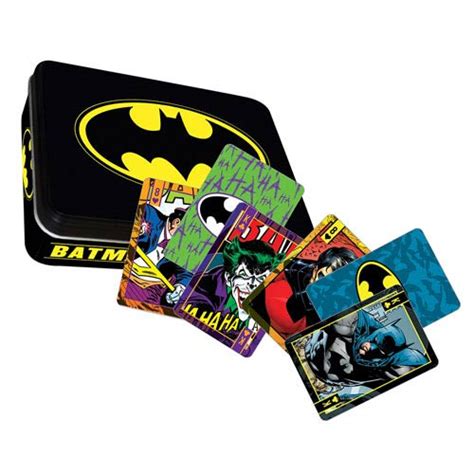 52 different images linen type finish 2.5 x 3.5 card 100% officially licensed dc comics original artwork i made this video to help people looking to buy this set. Batman DC Comics Playing Card Tin