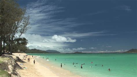 People Swimming Kailua Beach Hawaii Time Lapse Stock Footage Video