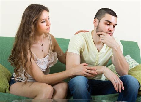 Woman Concoling Depressed Man Stock Image Image Of Husband Quarrel
