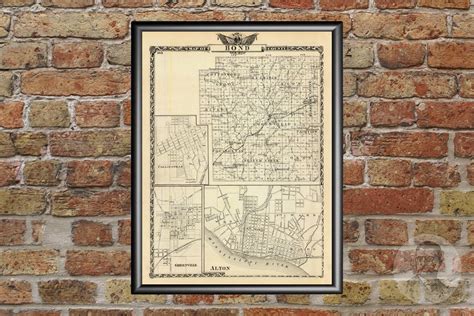 Vintage Bond County Il Map 1876 Old Illinois Map Historical Etsy
