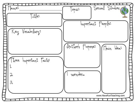 Graphic Organizers Printables For Social Studies