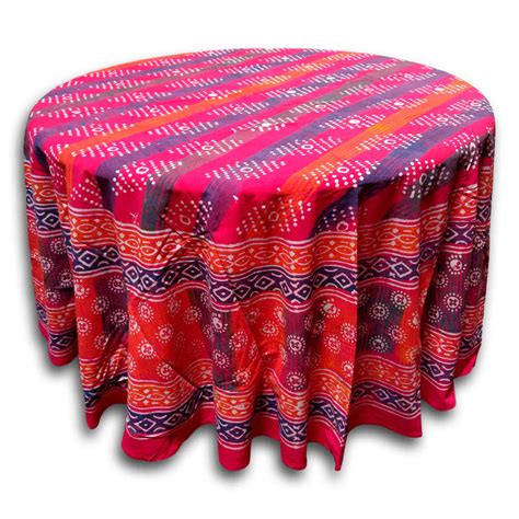 Handmade 100 Cotton Hand Block Print Dabu 90 Inches Round Tablecloth