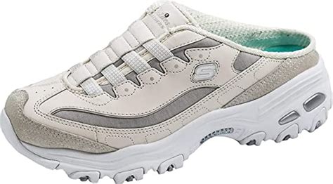 Skechers Sport Womens Dlites Whitevaporsilver Slip On Mule Sneaker