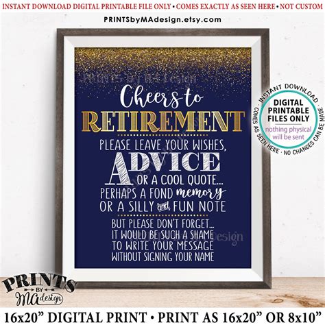 Cheers To Retirement Party Sign Leave Your Wish Advice Memory For The