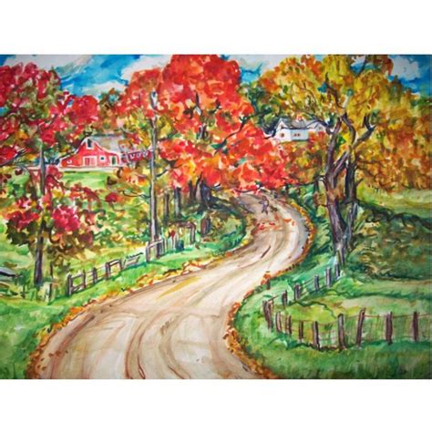 Autumn Colors Painting Original Landscape Watercolor Etsy Painting
