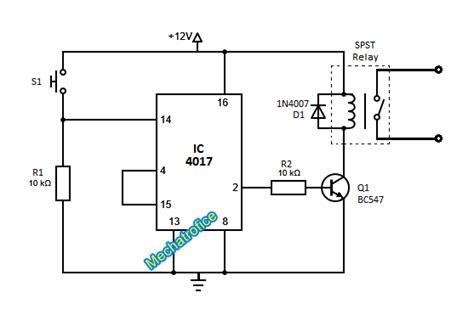 Parts 2 connecting your toggle switch to your device's wiring 3 purchasing the right switch for your device ON OFF Toggle switch circuit diagram using IC 4017 | Mechatrofice