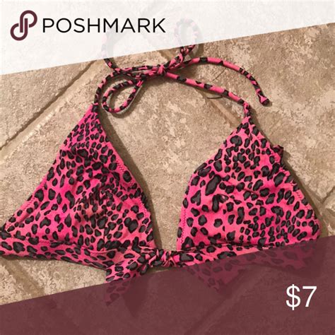 Victorias Secret Pink Leopard Print Swim Halter Pink Leopard Print