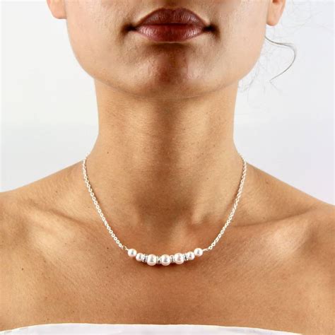Graduated Pearl Necklace Made With Swarovski Pearls By Gaamaa ...