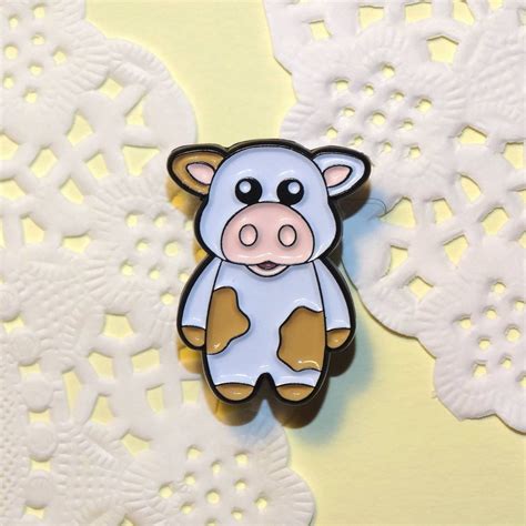 Brown Cow Pin Cute Kawaii Farm Animal Soft Enamel Pin Badge Etsy