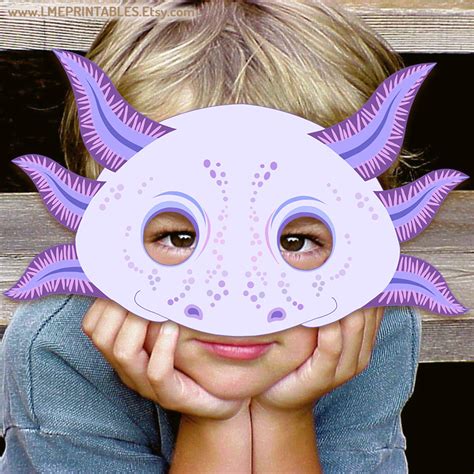 Lavender Axolotl Mask Printable Halloween Pdf Paper Costume Template