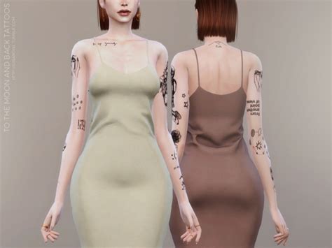 Temporary tattoo transfers of galaxy with moon, stars, comet, constellation. To The Moon And Back tattoos by sugar owl at TSR » Sims 4 ...