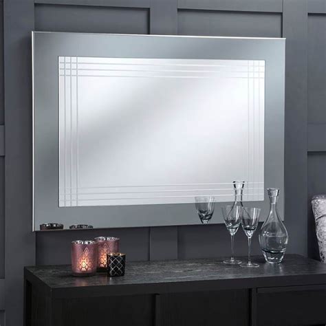 Large Grey Framed Contemporary Wall Mirror Modern Mirror