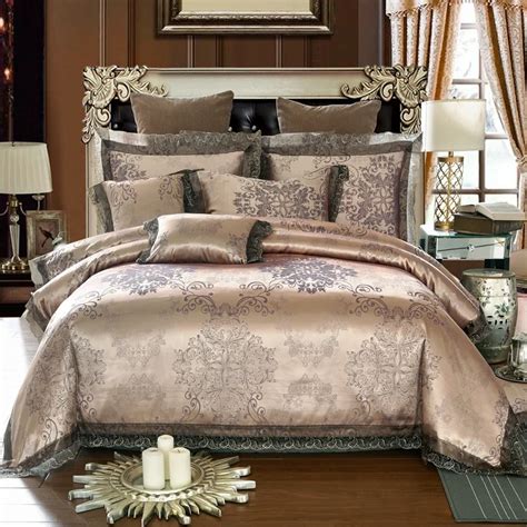100 Cotton Luxury Satin Jacquard Bedding Sets Embroidery Bed Set