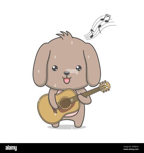 Cute Puppy Dog Playing Guitar Stock Vector Image And Art Alamy
