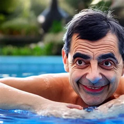 Mr Bean Swimming In A Pool Full Of Beans Stable Diffusion