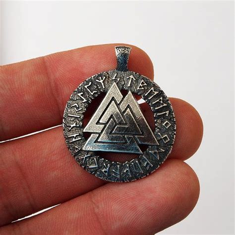 Valknut Necklace Silver Plated Brass Viking Nordic Norse Etsy