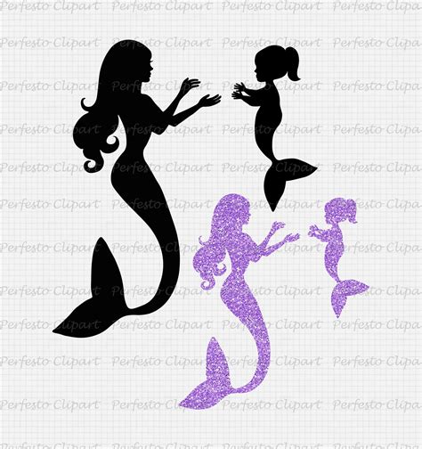 Mermaid With A Baby Svg Png Ai Mermaid Cliaprt Mermaid Etsy