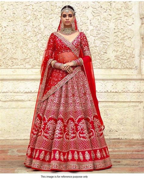 Buy Sabyasachi Inspired Red Bridal Silk Lehenga Choli In Uk Usa And Canada