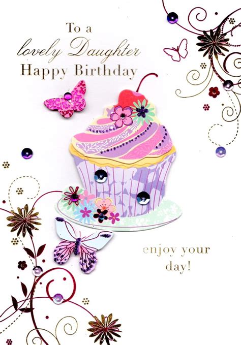 Pink simple girlfriend birthday card. Lovely Daughter Handmade Birthday Greeting Card | Cards | Love Kates