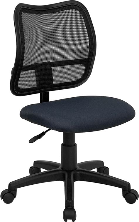 Flash Furniture Mid Back Mesh Task Chair With Navy Blue Fabric Seat Wl