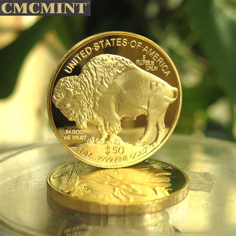 coins souvenir coin  oz  mills gold plated buffalo indian head