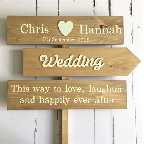 Maybe you would like to learn more about one of these? Personalised Wedding Sign Post | Wedding signs, Wooden ...