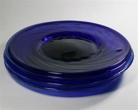 Cobalt Blue Mexican Hand Blown Glass Plates Set Of Four 4 Etsy Hand Blown Glass Mexican