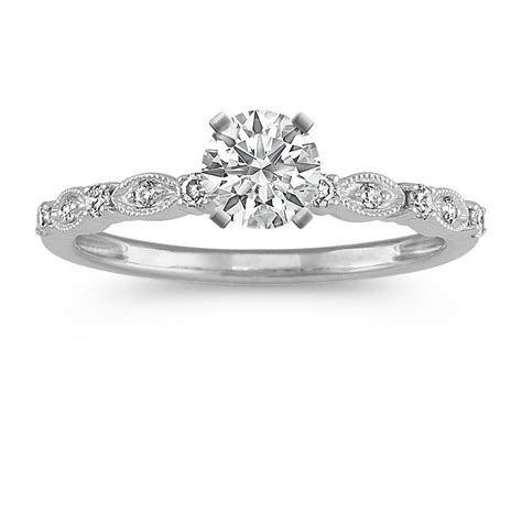 Vintage Diamond Engagement Ring In 14k White Gold Diamond Engagement