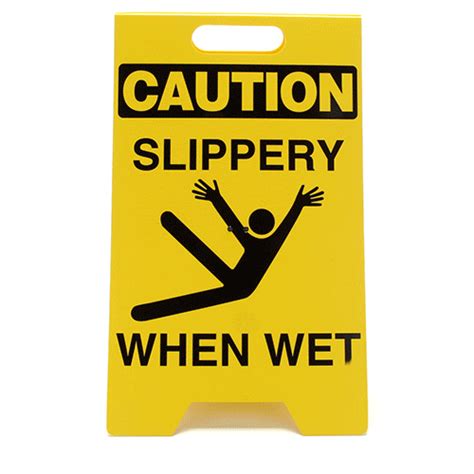 Heavy Duty Floor Stand Signs Slippery When Wet With Graphic Seton