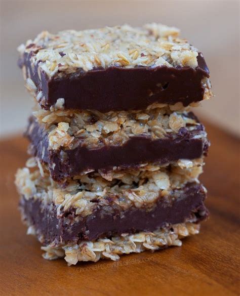 In a large bowl, cream the butter and brown sugar until and fluffy. Oatmeal Chocolate Fudge Bars | Chocolate-Covered Katie ...