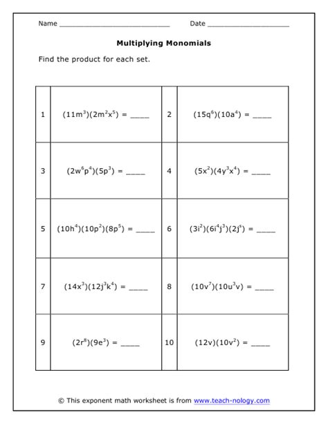 Dividing Polynomials By Monomials Worksheet Dividing Polynomials