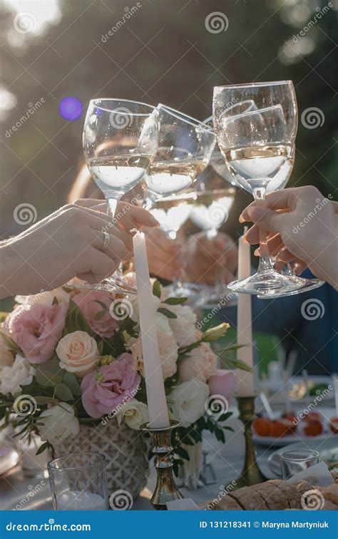 Clink Glasses Of Champagne Stock Image Image Of Elegant 131218341