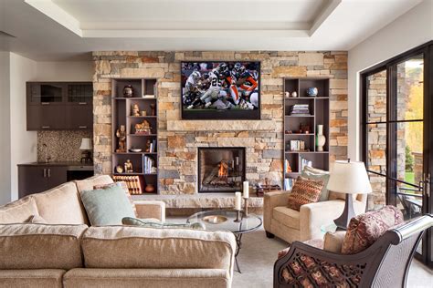 Relaxed Mountain Living Room In Luxe Rustic Mountain Modern Home