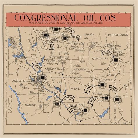 1920 Map Of North Louisiana Oil And Gas Fields Etsy