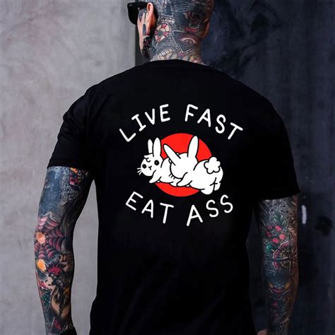 motosunny live fast eat ass rabbits letter black print t shirt