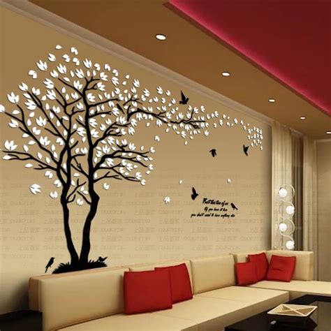 New Arrival Lovers Tree Crystal Three Dimensional Wall Stickers Living