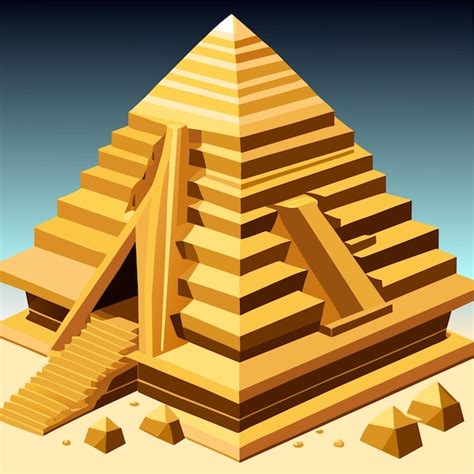 Premium Vector Egyptian Pyramid From Golden Sand Blocks Cartoon