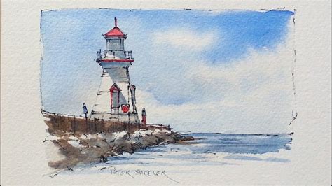 Draw And Paint A Lighthouse In Watercolor Great For Beginners Using