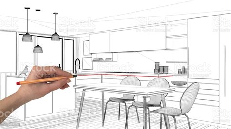 Interior Design Project Concept Hand Drawing Custom Architecture Black