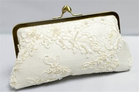 Lace Bridal Clutch Ivory Wedding Purse Alencon Lace Purse