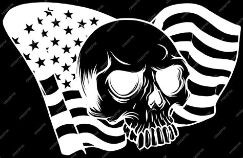 Premium Vector American Flag Skull Vector Illustration