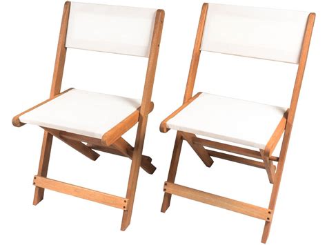 Chaise pliante en bois exotique "Seoul"  Maple  Beige  Lot de 2 68321