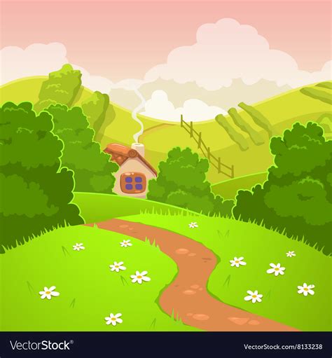 Cartoon Nature Country Landscape Royalty Free Vector Image