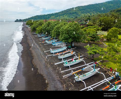 Aerial View Of Amed Beach In Bali Indonesia Stock Photo Alamy