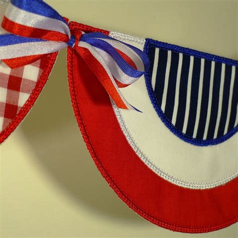 Patriotic Bunting In The Hoop Banner Machine Embroidery Design Etsy