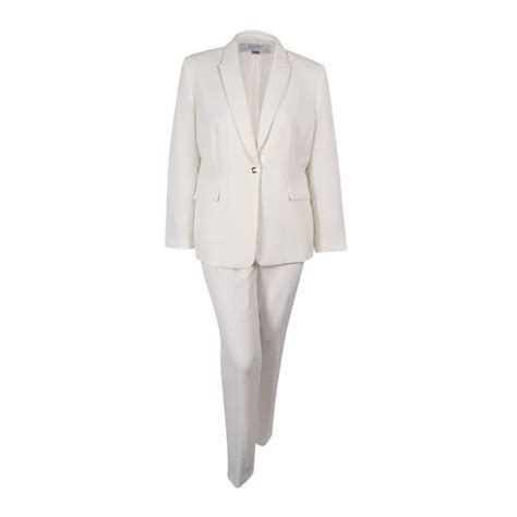 Shop Tahari Asl Womens Notched Collar Pantsuit Ivory White 18