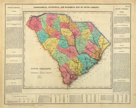 South Carolina 1822 State Map Carey Reprint State Etsy