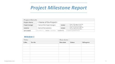 Project Milestone Report Word Template And Project Management Reporting