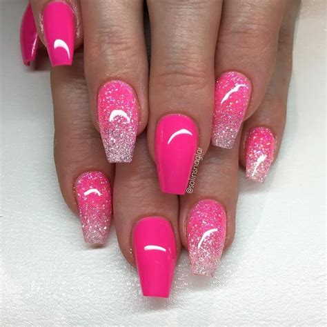 Neon Pink With Glitter Lace In Neon Pink And Diamond In 2019 Nagel Gel Bunte Nägel Und Schöne